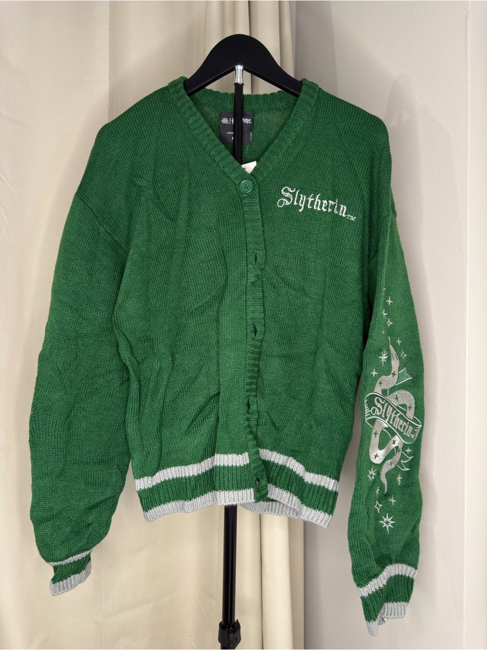Harry Potter Green V-Neck Cardigan Sweater Slytherin